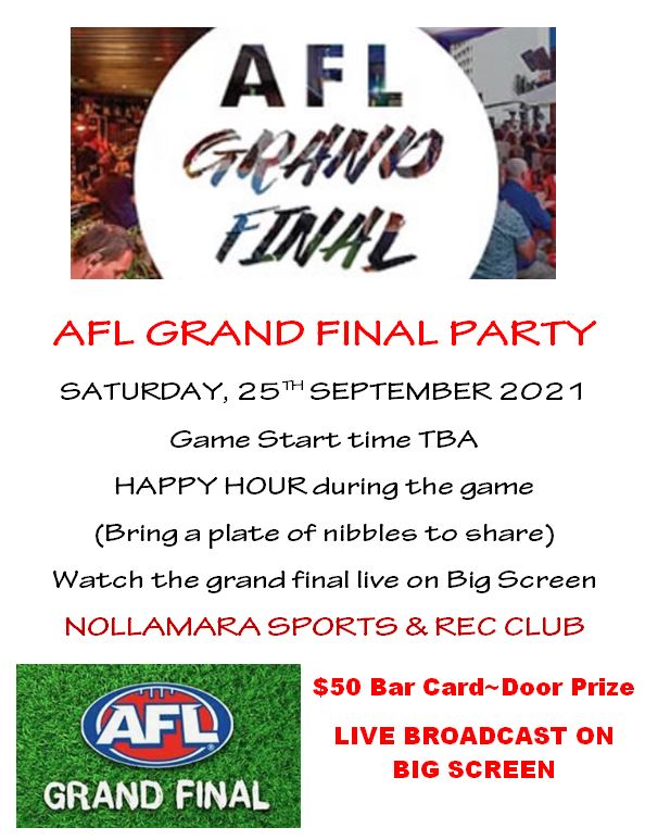 AFL Grand Final Party - Saturday 25th September 2021 ...